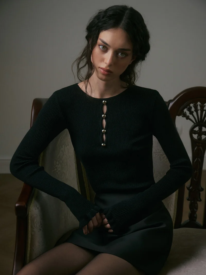 Lichi  Metallised yarn jumper with silver decor for Women | Best Price UAE