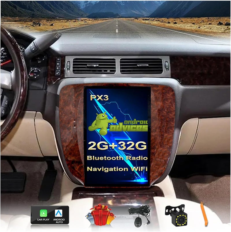 CUSP 12.1 Inch Vertical Screen Car Stereo Radio GPS Navigation for GMC Yukon Sierra Chevrolet Tahoe Suburban - Image 1