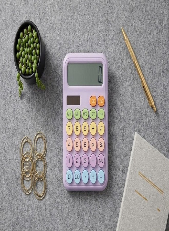 ZUNBELLA Aesthetic Pastel Calculator, 12-Digit, Retro Typewriter Style, Big Round Buttons, Kawaii Desktop Calculator for College Students, Teachers, Women - Image 3