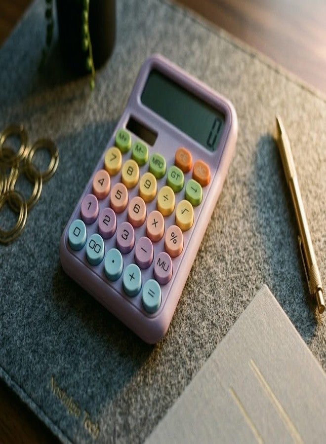 ZUNBELLA Aesthetic Pastel Calculator, 12-Digit, Retro Typewriter Style, Big Round Buttons, Kawaii Desktop Calculator for College Students, Teachers, Women - Image 4
