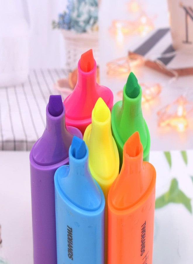 TWOHANDS Highlighters,Chisel Tip Marker Pens,6 Assorted Colors,with Large Ink Reservoir for Extra Long Marking 20062 - Image 2