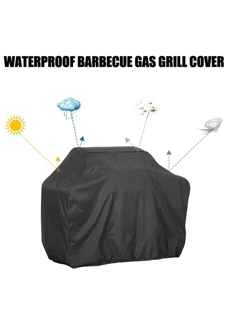 BBQ Grill Cover Outdoor Waterproof, Rainproof Dustproof UV Protection Barbecue Cover for Gas Charcoal Electric Grill, Heavy-Duty Includes Storage Bag-170 x 61 x 117 cm Black  - Image 2