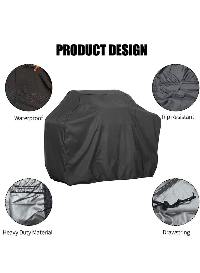 BBQ Grill Cover Outdoor Waterproof, Rainproof Dustproof UV Protection Barbecue Cover for Gas Charcoal Electric Grill, Heavy-Duty Includes Storage Bag-170 x 61 x 117 cm Black  - Image 4