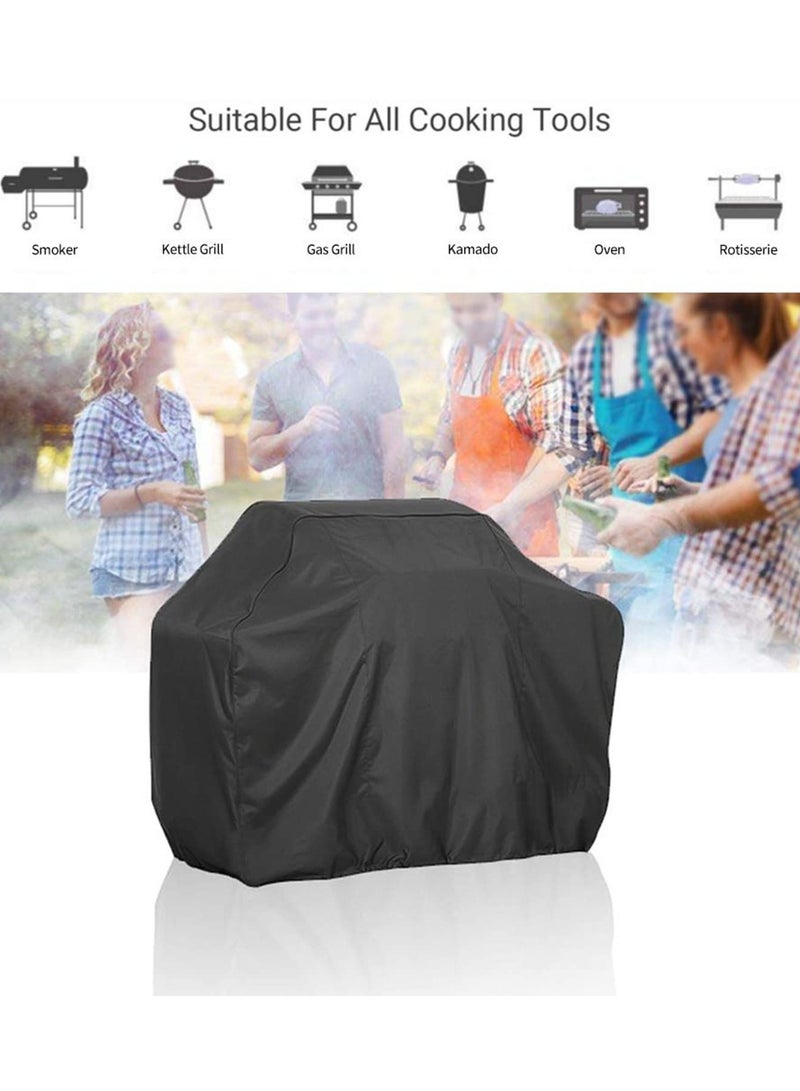 BBQ Grill Cover Outdoor Waterproof, Rainproof Dustproof UV Protection Barbecue Cover for Gas Charcoal Electric Grill, Heavy-Duty Includes Storage Bag-170 x 61 x 117 cm Black  - Image 3