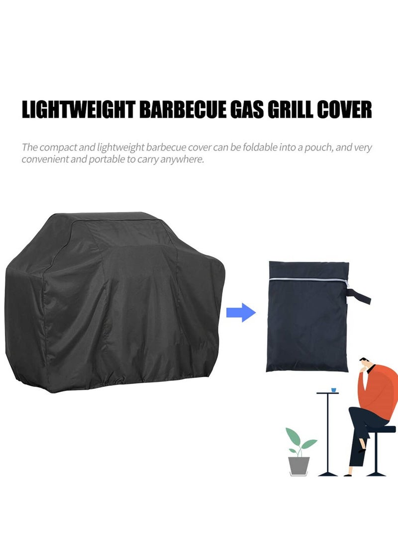 BBQ Grill Cover Outdoor Waterproof, Rainproof Dustproof UV Protection Barbecue Cover for Gas Charcoal Electric Grill, Heavy-Duty Includes Storage Bag-170 x 61 x 117 cm Black  - Image 5