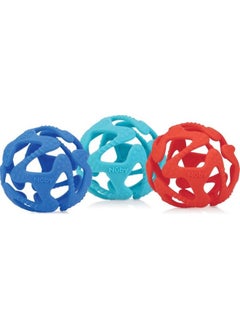 Nuby 100% Silicone Tuggy Teether Ball, 6 Months +, Colors May Vary 1 Count (Pack of 1)