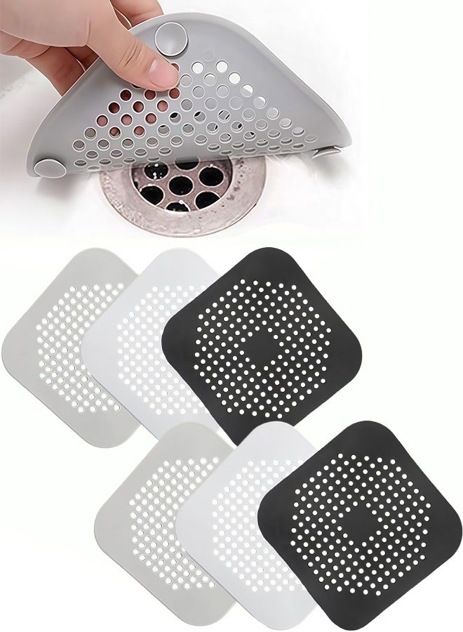 6 Pcs Multi-Color Drain Cover Bathroom Floor Drain Filter,Drain Hair Catcher Flat Silicone Plug,Silicone Hair Stopper Drain Strainer with Suction Cups for Tub Bathroom and Kitchen - Image 1