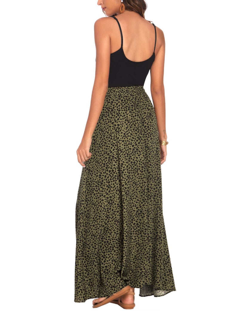 Bluetime Women Elastic Waist A Line Maxi Skirts Floor Length Boho Chiffon Long Skirt Beach Skirt (XXL, Floral16) - Image 5