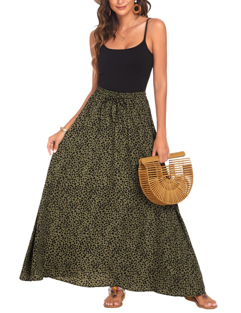 Bluetime Women Elastic Waist A Line Maxi Skirts Floor Length Boho Chiffon Long Skirt Beach Skirt (XXL, Floral16) - Image 3