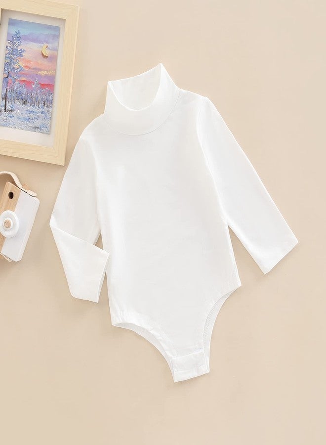 SAYOO Unisex Baby Long Sleeve Bodysuit Turtleneck Solid Color Basic Bodysuit Shirt Newborn Essentials Clothes Boys Girls (White, 18-24 Months) - Image 3