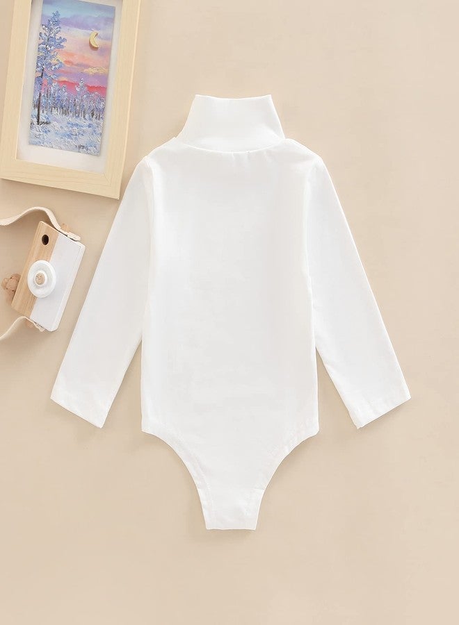 SAYOO Unisex Baby Long Sleeve Bodysuit Turtleneck Solid Color Basic Bodysuit Shirt Newborn Essentials Clothes Boys Girls (White, 18-24 Months) - Image 4