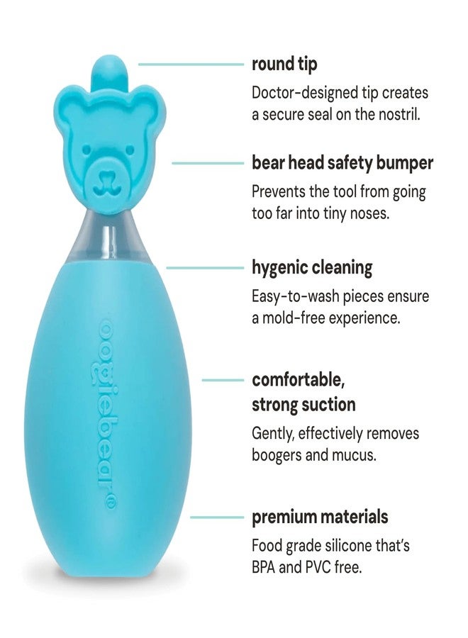 oogiebear: Baby Nasal Aspirator - Safe Booger & Earwax Remover for Newborns, Infants, Toddlers - Better Syringe, Airtight Suction, Nose Sucker - Essential Baby Stuff, Diaper Bag Must-Haves, Blue - Image 2