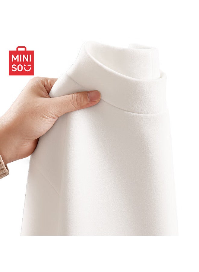 Miniso Miniso Men's Base Layer, Winter High-end Feel, Brushed Fleece-lined Semi-turtleneck Long-sleeve T-shirt, White, 2xl  - Image 1