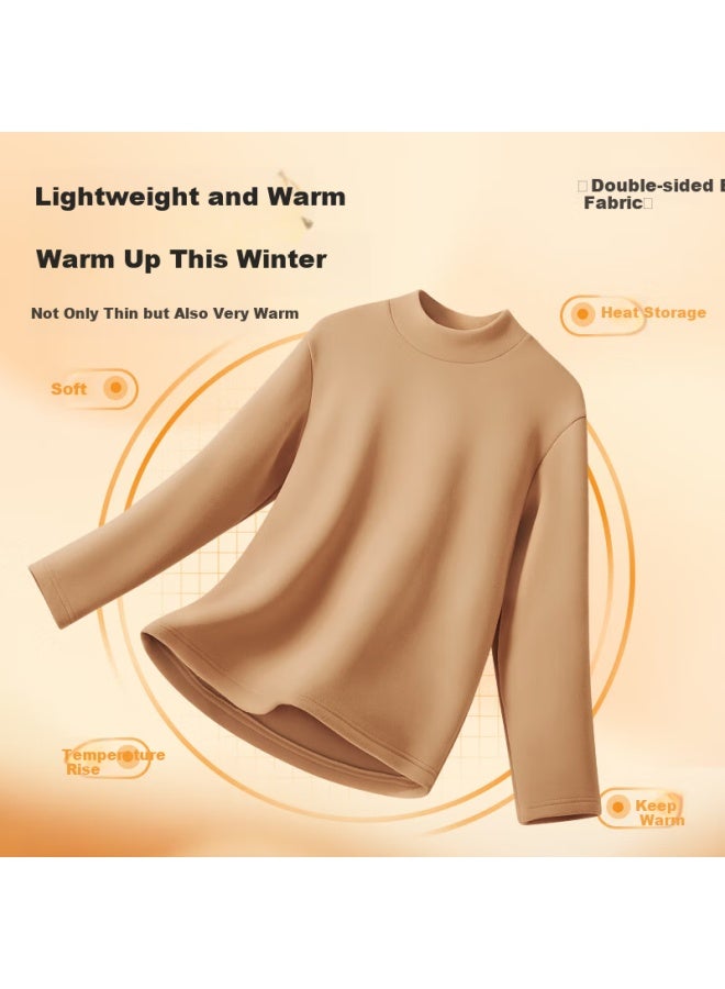 Miniso Miniso Men's Base Layer, Winter High-end Feel, Brushed Fleece-lined Semi-turtleneck Long-sleeve T-shirt, White, 2xl  - Image 4