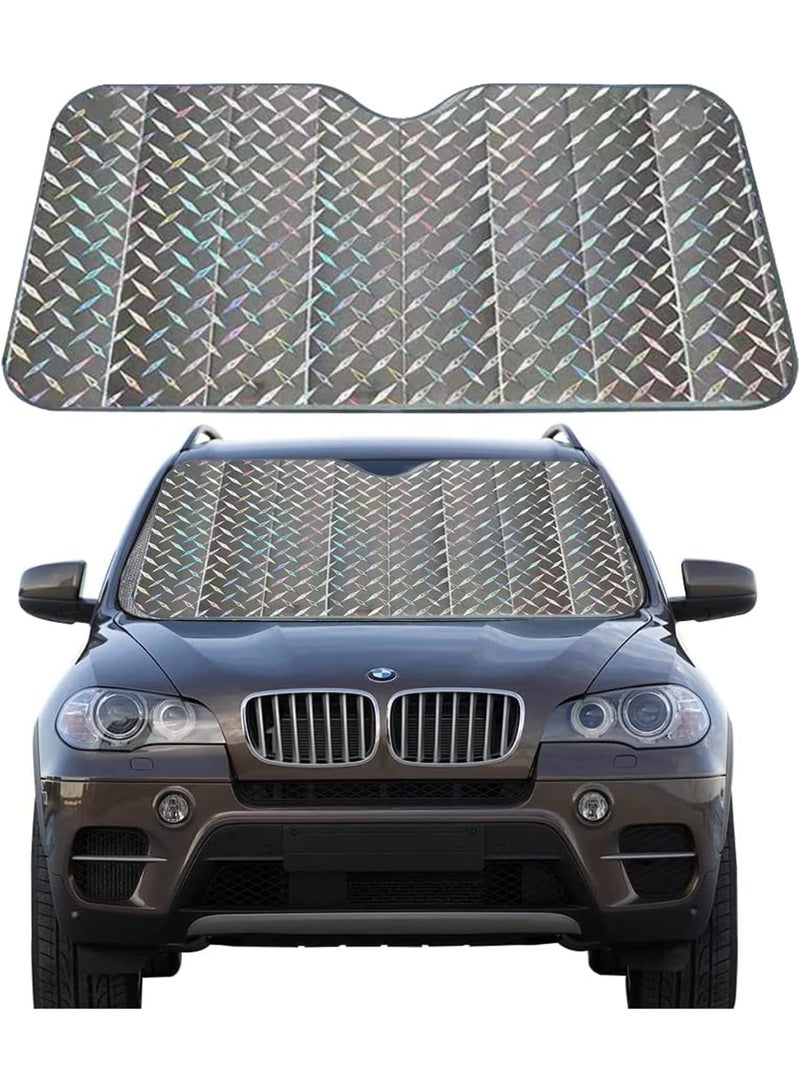 راكسوم واقي شمس للزجاج الأمامي للسيارة مع عاكس للأشعة فوق البنفسجية من 5 طبقات، غطاء واقي من الأشعة فوق البنفسجية، تقنية عاكسة قابلة للطي لحماية النافذة الأمامية للسيارة من حرارة الشمس - Image 2