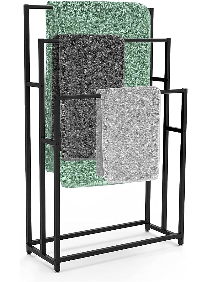 Raxoom 3 Tiers Free Standing Towel Rack Floor Bath Towel Holder Stand Bathroom Accessories Organizer for Bath Storage & Hand Towels,Washcloths 120 * 75 * 30cm - Image 1