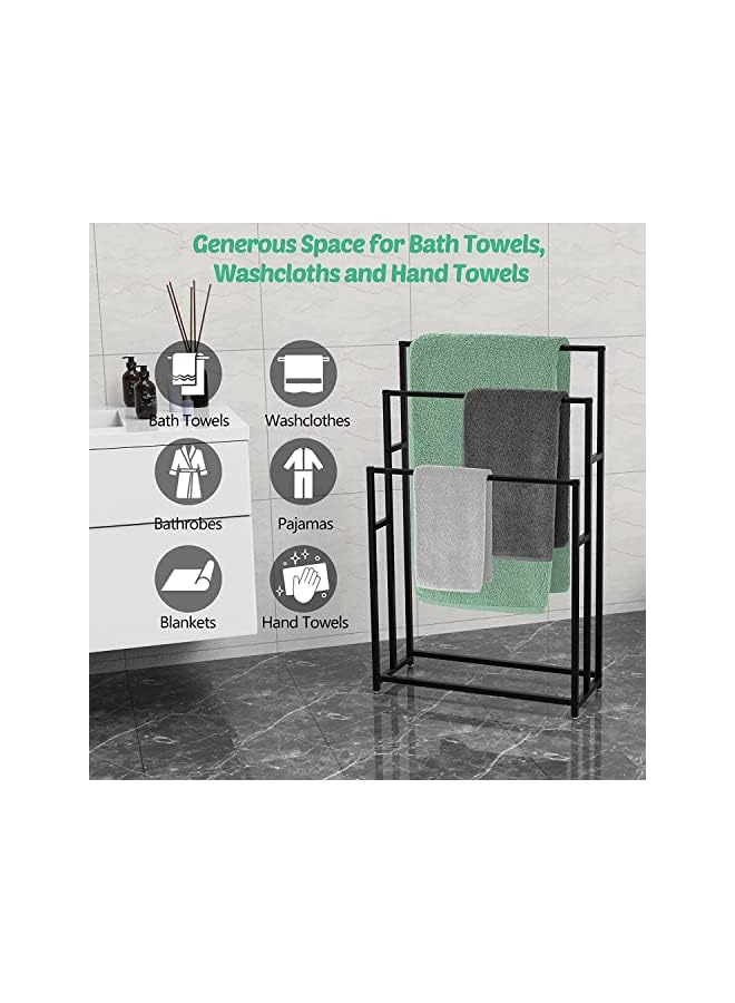 Raxoom 3 Tiers Free Standing Towel Rack Floor Bath Towel Holder Stand Bathroom Accessories Organizer for Bath Storage & Hand Towels,Washcloths 120 * 75 * 30cm - Image 3