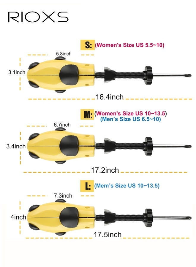ريوكس مُشكِّلات أحذية للرجال، أشواك حذاء بلاستيكية قوية من فئة الـ Premium، 2 شوك بلاستيكي للحذاء بطول وعرض قابلين للتعديل، 1 رأس حذاء طويل، 8 كفافات لتخفيف الضغط، و1 محفظة تخزين، مُوسِّع حذاء متعدد الاتجاهات متين مع إمكانية التعديل، مُوسِّع أحذية رجالية، مقاس 10-13.5 أمريكيًا - Image 5