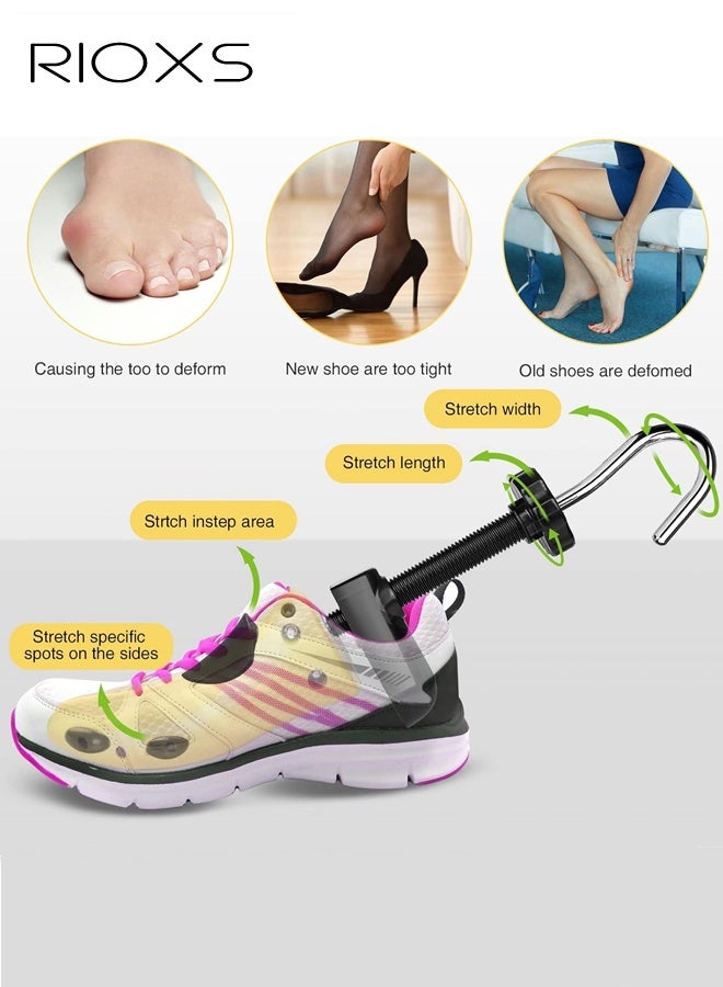 ريوكس مُشكِّلات أحذية للرجال، أشواك حذاء بلاستيكية قوية من فئة الـ Premium، 2 شوك بلاستيكي للحذاء بطول وعرض قابلين للتعديل، 1 رأس حذاء طويل، 8 كفافات لتخفيف الضغط، و1 محفظة تخزين، مُوسِّع حذاء متعدد الاتجاهات متين مع إمكانية التعديل، مُوسِّع أحذية رجالية، مقاس 10-13.5 أمريكيًا - Image 3