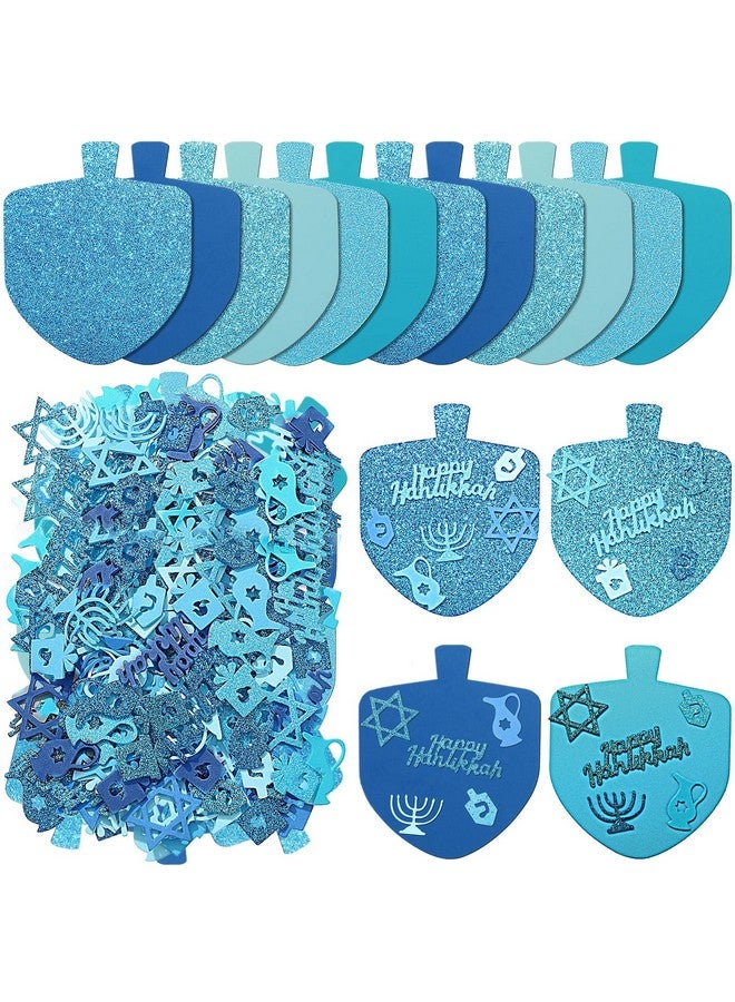 Geyee 436 Pcs Hanukkah Foam Stickers Glitter Chanuka Crafts Self Adhesive Foam Stickers Fun Dreidel Menorah Candles Shaped Stickers For Kids Diy Craft Kits Hanukkah Party Supplies Decorations - Image 1