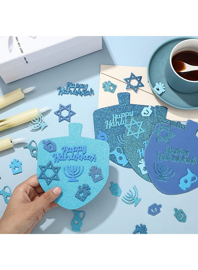 Geyee 436 Pcs Hanukkah Foam Stickers Glitter Chanuka Crafts Self Adhesive Foam Stickers Fun Dreidel Menorah Candles Shaped Stickers For Kids Diy Craft Kits Hanukkah Party Supplies Decorations - Image 2