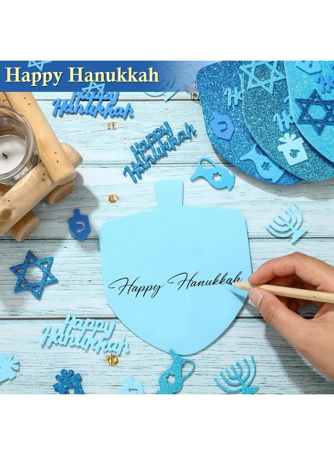Geyee 436 Pcs Hanukkah Foam Stickers Glitter Chanuka Crafts Self Adhesive Foam Stickers Fun Dreidel Menorah Candles Shaped Stickers For Kids Diy Craft Kits Hanukkah Party Supplies Decorations - Image 3