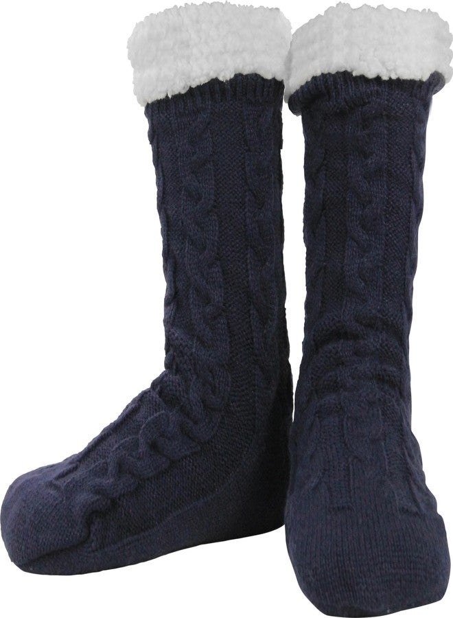 BenSorts Warm Slipper Socks for Men Fuzzy Socks With Grips Grippers Non Slip Sleep House Socks Soft Christmas Gift Stocking Stuffers Blue - Image 1