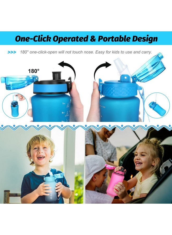 OLDLEY Kids Water Bottle For School 12 Oz (2 Lids) Bpafree Reusable Leakproof Durable Tritan Plastic Water Bottles With Straw & Chug Lids Antidust Spout Cover (Blue) - Image 4