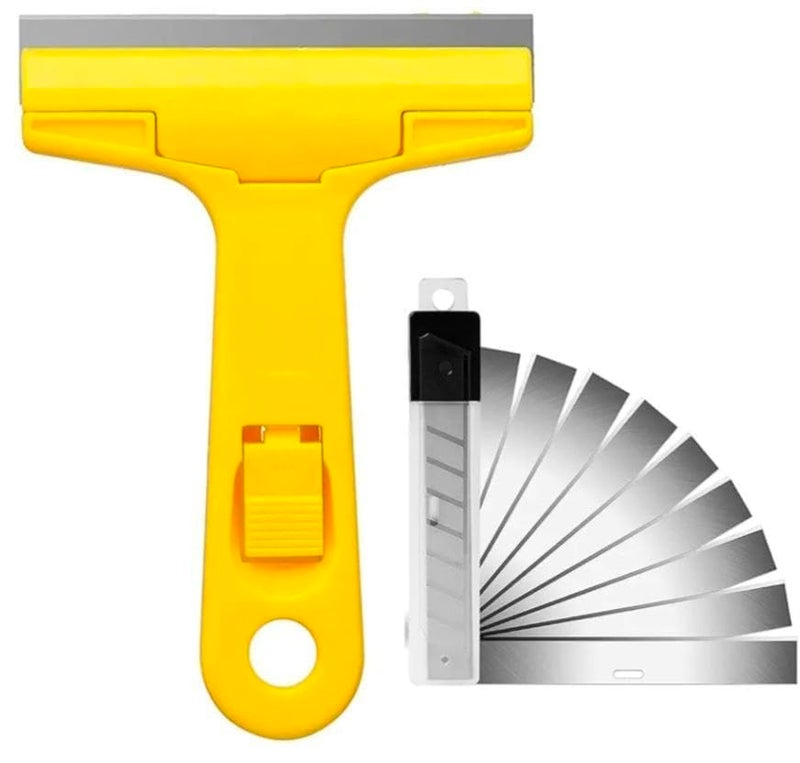 Divik Portable Cleaning Shovel Cutter for Glass Floor Tiles Scraper with 3 Extra Replacement Metal Blades Window Cleaning Device Wiper Scrapper 1Pcs - Image 1