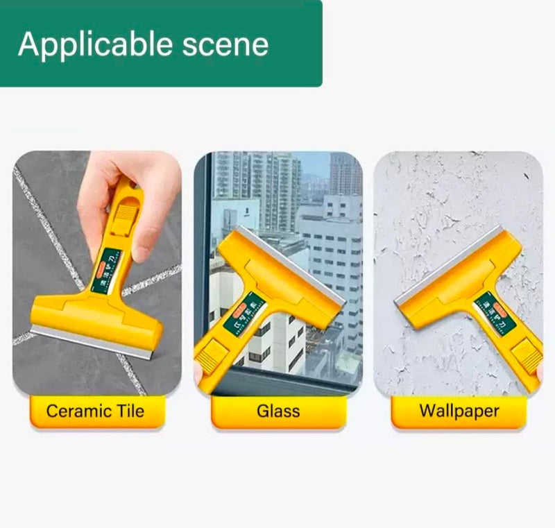 Divik Portable Cleaning Shovel Cutter for Glass Floor Tiles Scraper with 3 Extra Replacement Metal Blades Window Cleaning Device Wiper Scrapper 1Pcs - Image 2