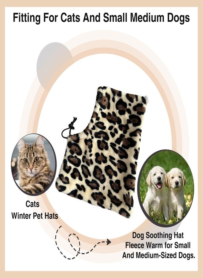 HOKABLE 2 Pcs Dog Hat, Leopard Flannel Hat Pet Christmas Winter Warm Caps Cute Accessories Neck Ear Warmer Pullover Hood Warm Scarf, Calming Dog Hood for Small Medium Large Dogs (Leopard S) - Image 5