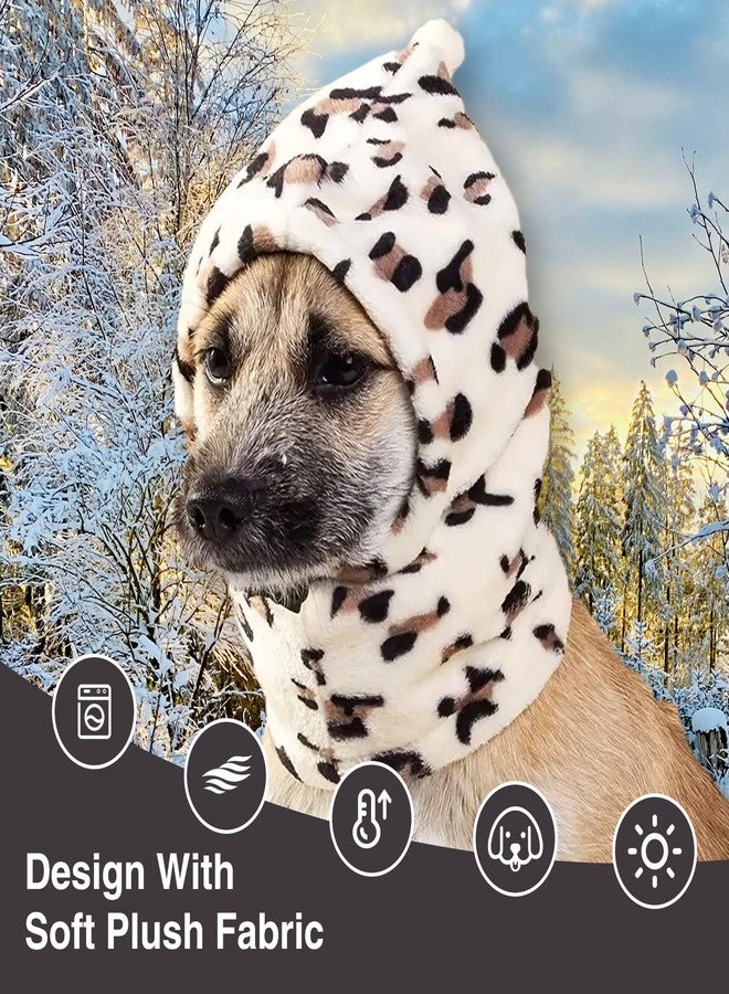 HOKABLE 2 Pcs Dog Hat, Leopard Flannel Hat Pet Christmas Winter Warm Caps Cute Accessories Neck Ear Warmer Pullover Hood Warm Scarf, Calming Dog Hood for Small Medium Large Dogs (Leopard S) - Image 3