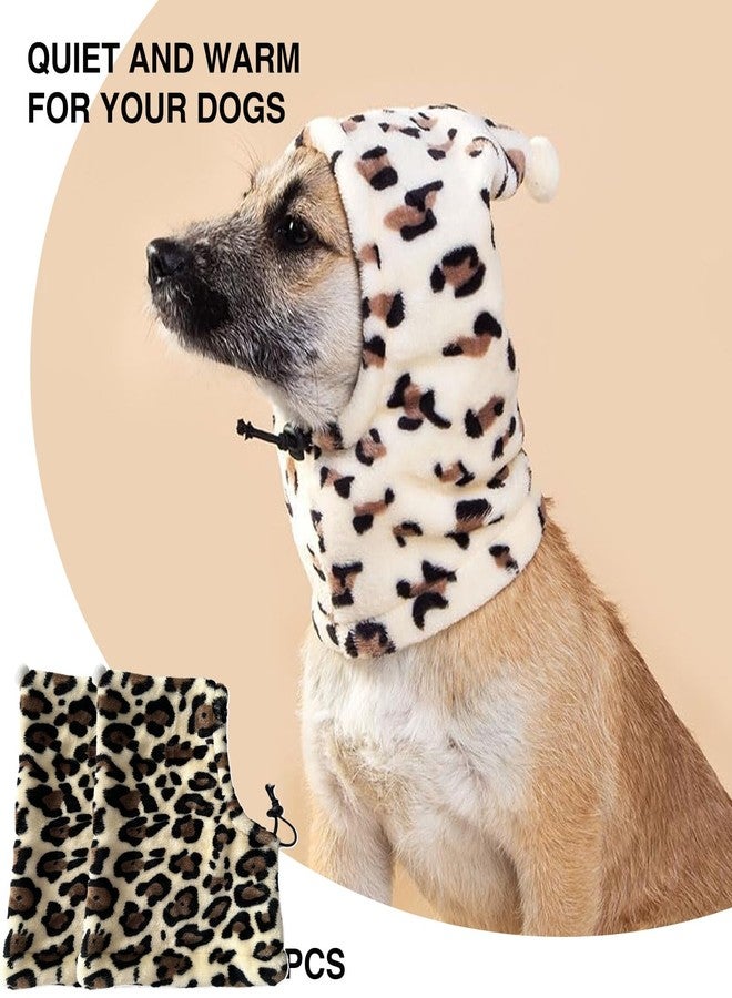 HOKABLE 2 Pcs Dog Hat, Leopard Flannel Hat Pet Christmas Winter Warm Caps Cute Accessories Neck Ear Warmer Pullover Hood Warm Scarf, Calming Dog Hood for Small Medium Large Dogs (Leopard S) - Image 4