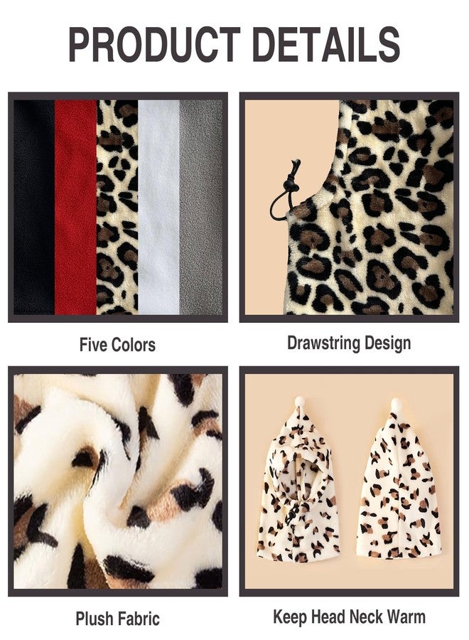 HOKABLE 2 Pcs Dog Hat, Leopard Flannel Hat Pet Christmas Winter Warm Caps Cute Accessories Neck Ear Warmer Pullover Hood Warm Scarf, Calming Dog Hood for Small Medium Large Dogs (Leopard S) - Image 2