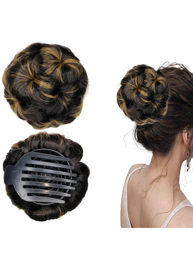 TEMPERIA Hair Buns for Women - Artificial False Fake Hair Donuts Bun Maker Extension - Juda Accessories For Wedding - Hair Buns Clip - 1 Pc - (Golden Highlight) - Image 1