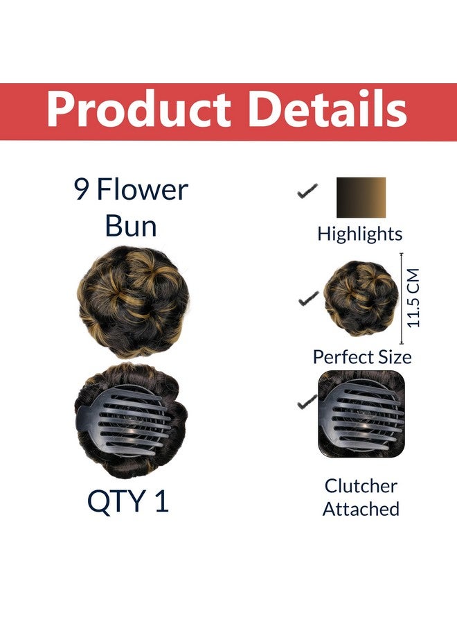 TEMPERIA Hair Buns for Women - Artificial False Fake Hair Donuts Bun Maker Extension - Juda Accessories For Wedding - Hair Buns Clip - 1 Pc - (Golden Highlight) - Image 2