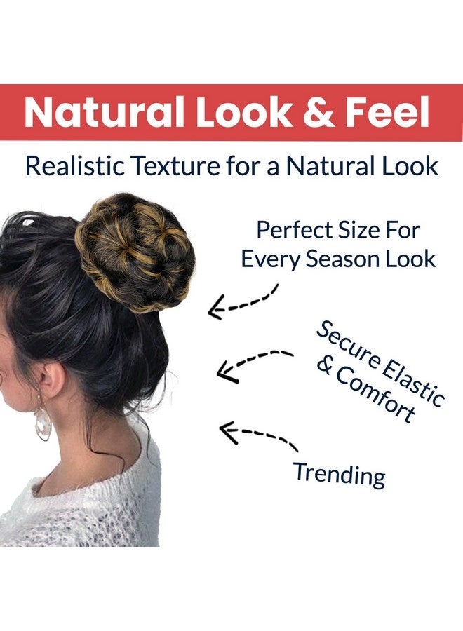 TEMPERIA Hair Buns for Women - Artificial False Fake Hair Donuts Bun Maker Extension - Juda Accessories For Wedding - Hair Buns Clip - 1 Pc - (Golden Highlight) - Image 3