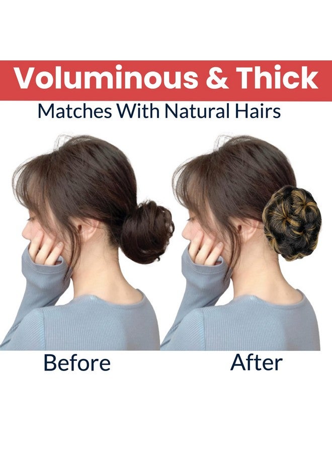 TEMPERIA Hair Buns for Women - Artificial False Fake Hair Donuts Bun Maker Extension - Juda Accessories For Wedding - Hair Buns Clip - 1 Pc - (Golden Highlight) - Image 5