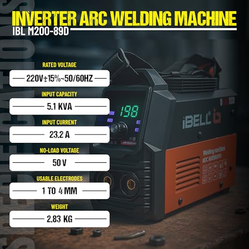 IBELL TOOLS iBELL IBL M200-89D MMA Welding Machine | 200A | Advanced Digital Display | IGBT Inverter Technology | 1.0–3.2mm Electrodes | Compact & Durable | 1-Year Warranty - Image 2