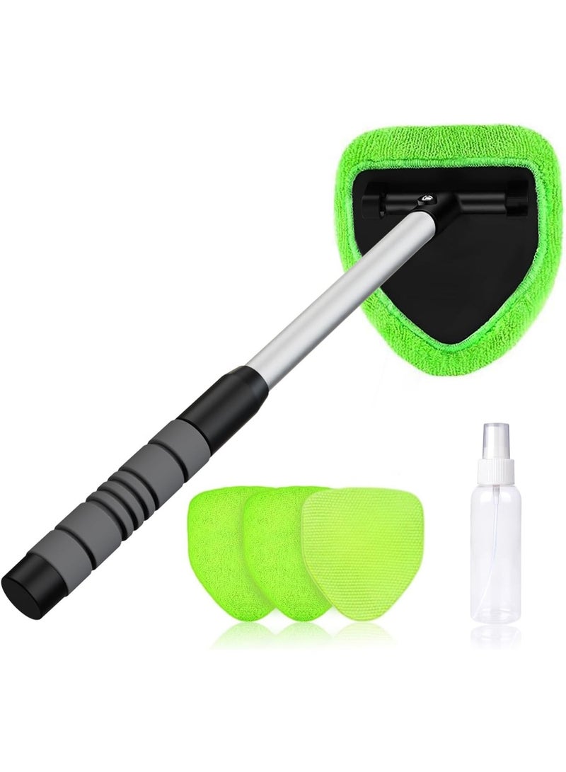 MORTICO Windshield Cleaner Tool – Car Interior Window Cleaning Kit with Extendable Handle & 3 Microfiber Pads, Wiper Inside Windshield Brush for Car & Home Windows - Image 1