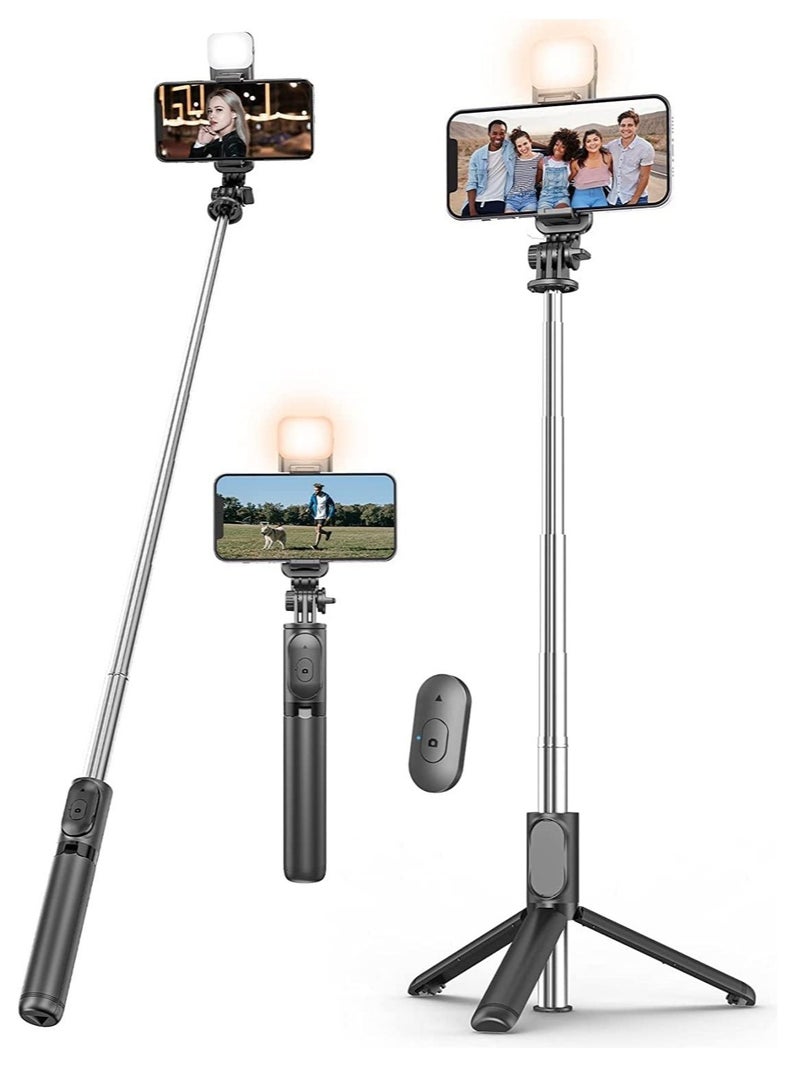 ELTRAZONE Selfie Stick Tripod with Fill Light, 167cm Extendable Phone Tripod Stand with Remote Shutter for Travel, Vlogging, Live Streaming Video and Photos,Phone Stand Compatible with iPhone and Android - Image 1