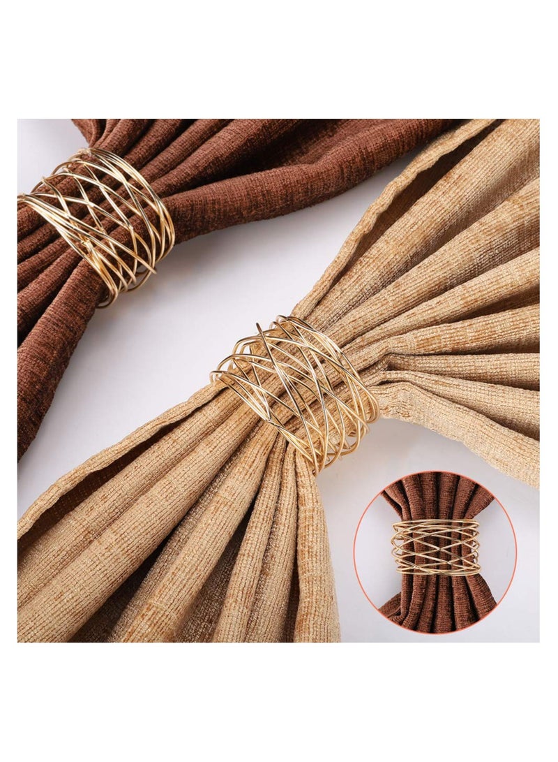 SYOSI Gold Mesh Metal Napkin Ring Holders Set of 6 for Dining Anniversary Birthday Candlelight Dinner Holiday Party Table Setting Decoration Wedding  - Image 4
