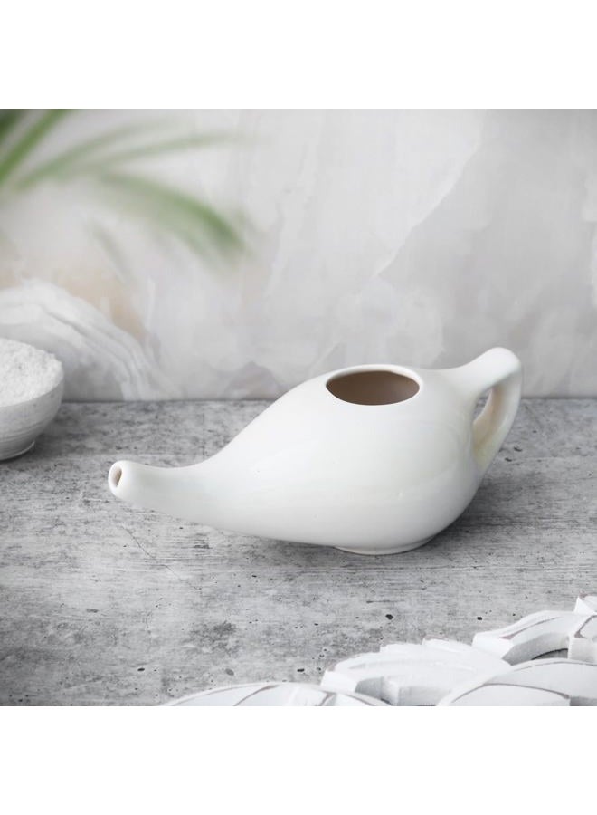 ANCIENTIMPEX ANCIENT IMPEX Ceramic Neti Pot for Nasal Cleansing with 10 Sachets of Neti Salt | Natural Remedy for Sinus, Infection and Congestion | Compact and Travel-Friendly Design (White) - Image 3