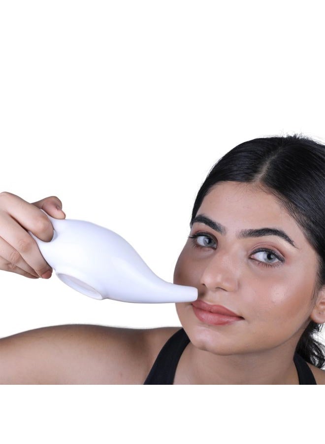 ANCIENTIMPEX ANCIENT IMPEX Ceramic Neti Pot for Nasal Cleansing with 10 Sachets of Neti Salt | Natural Remedy for Sinus, Infection and Congestion | Compact and Travel-Friendly Design (White) - Image 5