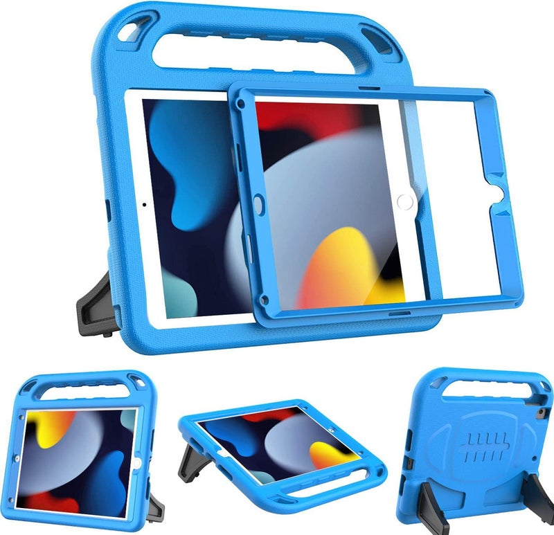 BMOUO Kids Case for iPad 9th/8th/7th Generation (iPad 10.2 Inch, 2021/2020/2019) with Built-in Screen Protector, Durable Shockproof Handle Stand iPad 9th 8th 7th Generation Case for Kids, Blue - Image 1
