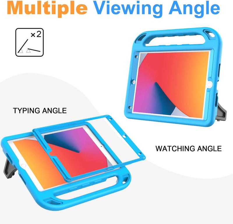 BMOUO Kids Case for iPad 9th/8th/7th Generation (iPad 10.2 Inch, 2021/2020/2019) with Built-in Screen Protector, Durable Shockproof Handle Stand iPad 9th 8th 7th Generation Case for Kids, Blue - Image 5