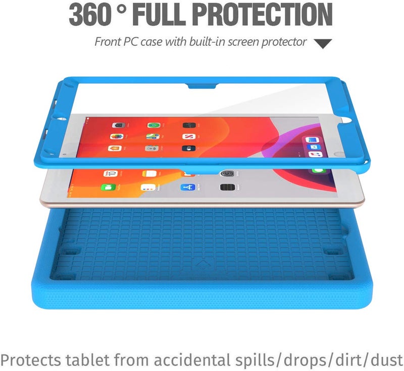 BMOUO Kids Case for iPad 9th/8th/7th Generation (iPad 10.2 Inch, 2021/2020/2019) with Built-in Screen Protector, Durable Shockproof Handle Stand iPad 9th 8th 7th Generation Case for Kids, Blue - Image 3