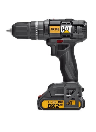 CAT DX145.1 مثقاب حفر بقوة 18 فولت 13 ملم من كاتربلر،  2 × 2.0 امبير الساعة بطارية ليثيوم ايون، مع شاحن وصندوق ادوات للحفر في البناء - view 3