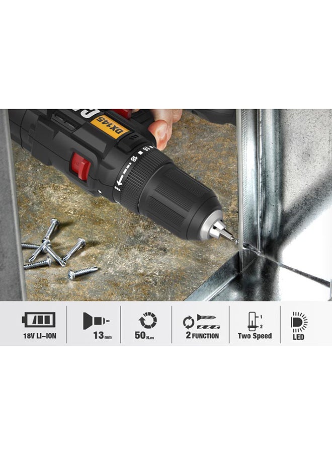 كاتربلر CAT DX145.1 مثقاب حفر بقوة 18 فولت 13 ملم من كاتربلر،  2 × 2.0 امبير الساعة بطارية ليثيوم ايون، مع شاحن وصندوق ادوات للحفر في البناء  - Image 4