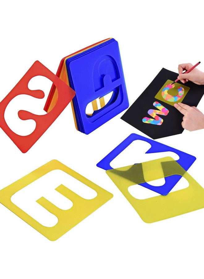 تيكيونايت مجموعة 26 قطعة من استنسل الحروف الأبجدية استنسل الحروف البلاستيكية لتعلم الرسم والديكور الحرفي (8 × 8 بوصات) - Image 1